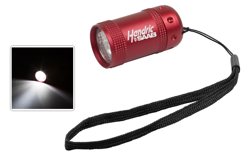 6 LED Laser Engraved Compact Aluminum Flashlight with Hand Strap